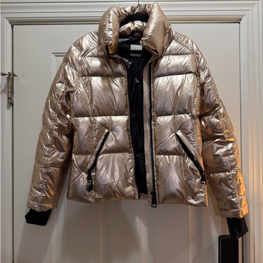 SAM. Shimmering Gold Puffer Jacket